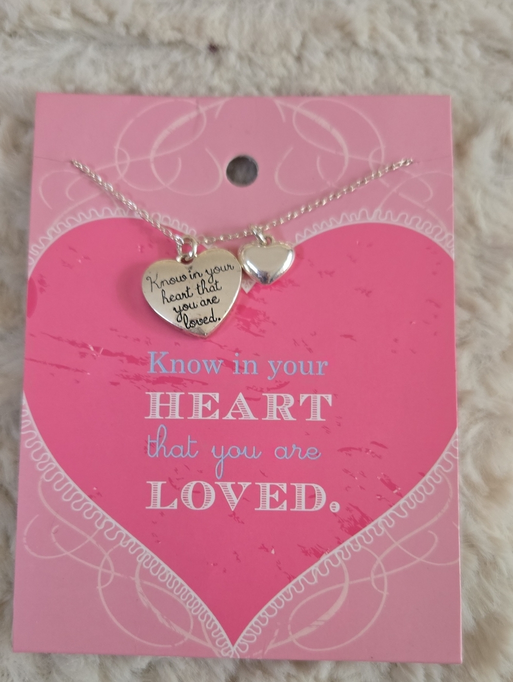 Silver Heart Pendant Necklace - Know in Your Heart That You Are Loved